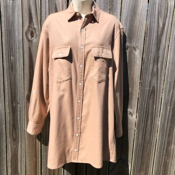 Emily Phillips 6 Shirtdress Tan Top Dress Small Button Down Up Long Sleeve Mini - Picture 9 of 12